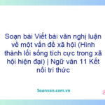 Soạn bài Viết bài văn nghị luận về một vấn đề xã hội (Hình thành lối sống tích cực trong xã hội hiện đại) | Ngữ văn 11 Kết nối tri thức