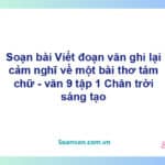 Soạn bài Viết đoạn văn ghi lại cảm nghĩ về một bài thơ tám chữ | Chân trời sáng tạo Ngữ văn 9