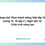 soạn bài thực hành tiếng việt lớp 10 trang 15, 16 tập 2 ngữ văn 10 chân trời sáng tạo