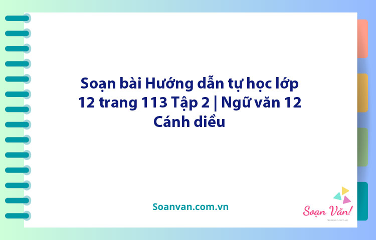 Soạn bài Hướng dẫn tự học lớp 12 trang 113 Tập 2 | Ngữ văn 12 Cánh diều