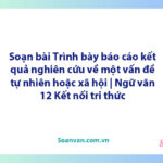 Soạn bài Trình bày báo cáo kết quả nghiên cứu về một vấn đề tự nhiên hoặc xã hội | Ngữ văn 12 Kết nối tri thức