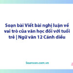 Soạn bài Viết bài nghị luận về vai trò của văn học đối với tuổi trẻ | Ngữ văn 12 Cánh diều