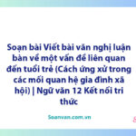 Soạn bài Viết bài văn nghị luận bàn về một vấn đề liên quan đến tuổi trẻ (Cách ứng xử trong các mối quan hệ gia đình, xã hội) | Ngữ văn 12 Kết nối tri thức