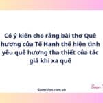 Có ý kiến cho rằng bài thơ Quê hương của Tế Hanh thể hiện tình yêu quê hương tha thiết của tác giả khi xa quê
