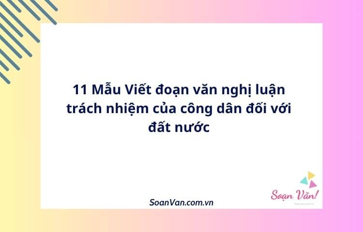 11 Mẫu Viết đoạn văn nghị luận trách nhiệm của công dân đối với đất nước
