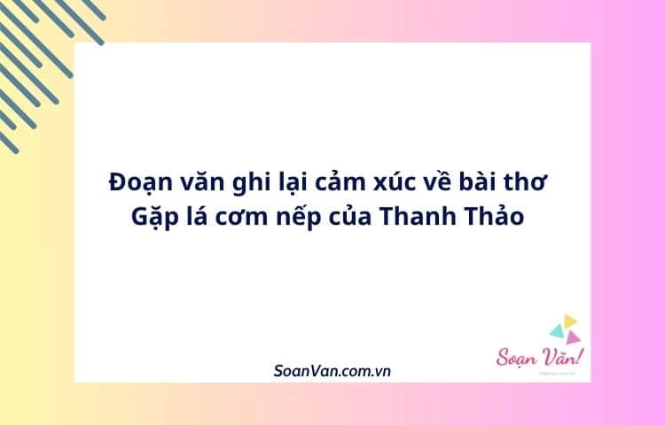 Đoạn văn ghi lại cảm xúc về bài thơ Gặp lá cơm nếp của Thanh Thảo